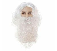 Santa Wig Beard Full Set Jesus Wig European and American Long Curly Hair Christmas Wig Beard Set Cosplay Wig Creative-B white