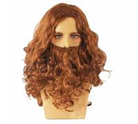 Santa Wig Beard Full Set Jesus Wig European and American Long Curly Hair Christmas Wig Beard Set Cosplay Wig Creative-D coffee