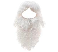 Santa Wig, Santa Beard and Wig Set for Men 2PCS Long Wizard Beard with Adjustable Strap Breathable Reusable for Christmas Party, Style 2, Gandalf Costume