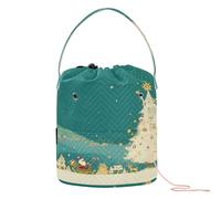 Santa with Gun in Cozy Christmas Setting Crochet Yarn Bag Yarn Project Bag with Holes Travel Bag for Crochet Tools Travel Accessory