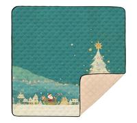 Santa with Gun in Cozy Christmas Setting Large Stylish Baby Activity Play Mat for Indoor Outdoor Lightweight Baby Crawling Mat for Baby Kids Toddlers Infants, 50'' x 50''