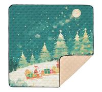 Santa with Rifle in Festive Alley Large Sturdy Baby Play Mat for Floor Washable Playroom Activity Mat for Babies Infants Toddlers, 50'' x 50''