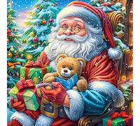 Santa with Teddy Bear 100 Pieces Set Classic Jigsaw Puzzle Couple Puzzle Partners Mind Relaxation Wall Decor Easter New Year Creativity & Gift Giving 28x28cm