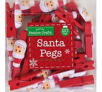 Santa Wooden Pegs Card Holder Christmas Decoration - Xmas Crafts, Pack of 20
