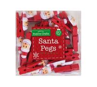 Santa Wooden Pegs Christmas Decoration - 20 Pack Card Decoration Xmas Crafts