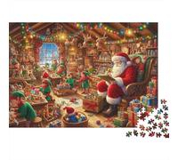 Santa Workshop Scene 1000 Piece Jigsaw Puzzle for Adults, Eco-Friendly Cardboard, Christmas Elves, Mental Workout Activity, Develops Patience & Hand-Eye Coordination, Home Wall Art 52x38cm/1000pcs