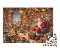 Santa Workshop Scene Recycled Cardboard Santa Elves Workshop Jigsaw Puzzles for Adults 1000Pc Classic Educational Games Challenging Puzzle Games 70x50cm/1000pcs