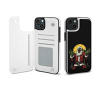 Santa Zombie Full Moon Wallet Phone Case Unisex Cellphone Protective Cover Compatible with iPhone 15/15 Pro/16 Pro Max/15 Plus