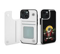 Santa Zombie Full Moon Wallet Phone Case Unisex Cellphone Protective Cover Compatible with iPhone 15/15 Pro/16 Pro Max/15 Plus