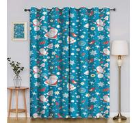 SantaClaus Living Room Curtains Snowflake Curtains with Hooks, Thermal Insulated Blackout Twopage Curtain, Energy Saving Super Soft for Decoration Curtain 90x108 InchU1012
