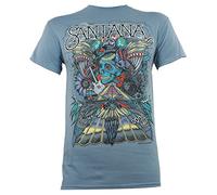 Santana Mens Folk Skull T-Shirt | Officially Licensed Merchandise, Blue, Medium