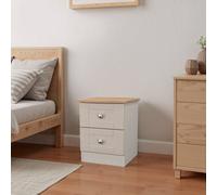 Welcome Furniture Ready Assembled Sussex 2 Drawer Bedside Cabinet In Kashmir Ash & Bardolino Oak, Cream