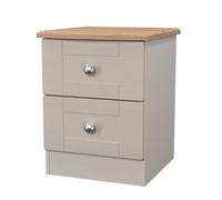 Santander Ready Assembled Matt Beige & Oak 2 Drawer Wide Bedside Chest (H)502mm (W)395mm (D)411mm