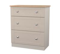 Santander Ready Assembled Matt Beige & Oak 3 Drawer Chest (H)882mm (W)765mm (D)415mm