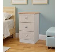 Welcome Furniture Ready Assembled Sussex 3 Drawer Bedside Cabinet In Kashmir Ash & Bardolino Oak, Cream
