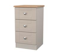 Santander Ready Assembled Matt Beige & Oak 3 Drawer Wide Bedside Chest (H)692mm (W)395mm (D)411mm