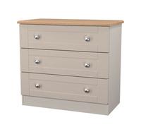 Santander Ready Assembled Matt Beige & Oak 3 Drawer Wide Chest (H)692mm (W)765mm (D)415mm