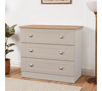 Ready Assembled 2 U Cumbria 3 Drawer Chest (Ready Assembled) in Taupe | Size: Medium Ready Assembled 2 U Taupe Medium