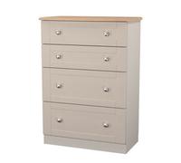 Welcome Furniture Ready Assembled Sussex 4 Drawer Deep Chest In Kashmir Ash & Bardolino Oak, Cream