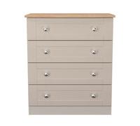 Ready Assembled 2 U Cumbria 4 Drawer Chest (Ready Assembled) in Taupe | Size: Medium Ready Assembled 2 U Taupe Medium
