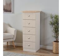 Sussex Ready Assembled Beige & Oak 5 Drawer Bedside Chest (H)1074mm (W)395mm (D)411mm