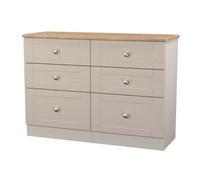 Welcome Furniture Ready Assembled Sussex 6 Drawer Midi Chest In Kashmir Ash & Bardolino Oak, Cream