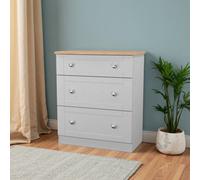 Santander Ready Assembled Matt Grey & Oak 3 Drawer Chest (H)882mm (W)765mm (D)415mm