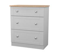 Santander Ready Assembled Matt Grey & Oak 3 Drawer Chest (H)882mm (W)765mm (D)415mm