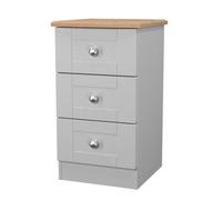 Santander Ready Assembled Matt Grey & Oak 3 Drawer Wide Bedside Chest (H)692mm (W)395mm (D)411mm