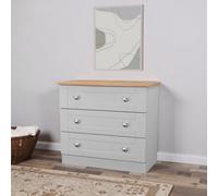 Ready Assembled 2 U Cumbria 3 Drawer Chest (Ready Assembled) in Mid Grey | Size: Medium Ready Assembled 2 U Mid Grey Medium