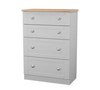 Santander Ready Assembled Matt Grey & Oak 4 Drawer Chest (H)1074mm (W)765mm (D)415mm