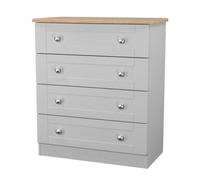 Santander Ready Assembled Matt Grey & Oak 4 Drawer Wide Chest (H)882mm (W)765mm (D)415mm