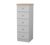 Santander Ready Assembled Matt Grey & Oak 5 Drawer Wide Bedside Chest (H)1074mm (W)395mm (D)411mm