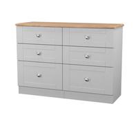 Santander Ready Assembled Matt Grey & Oak 6 Drawer Wide Chest (H)792mm (W)1117mm (D)414mm