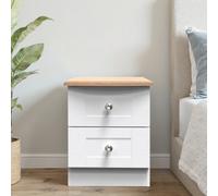 Welcome Furniture Ready Assembled Sussex 2 Drawer Bedside Cabinet In White Ash & Bardolino Oak, White