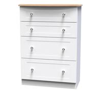 Welcome Furniture Ready Assembled Sussex 4 Drawer Deep Chest In White Ash & Bardolino Oak, White