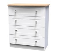 Santander Ready Assembled Matt White & Oak 4 Drawer Wide Chest (H)882mm (W)765mm (D)415mm