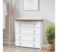 Sussex Ready Assembled White & Oak 4 Drawer Chest (H)882mm (W)765mm (D)415mm