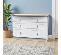 Welcome Furniture Ready Assembled Sussex 6 Drawer Midi Chest In White Ash & Bardolino Oak, White