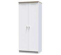 Santander Ready Assembled Traditional Matt White & Oak Tall Double Wardrobe (H)1970mm (W)770mm (D)530mm
