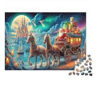 Santa's Airplane Ride 1000 Piece Jigsaw Puzzle Set for Jigsaw Enthusiasts Recycled Cardboard Santa Sleigh Home Decor Wall Art Festive Brain Challenge 52x38cm/1000pcs