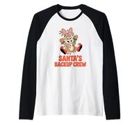 Santa's Backup Crew Christmas Bunny Lights Raglan Baseball Tee