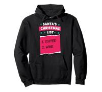 Santa's Christmas List Coffee Wine Humor Holiday Pullover Hoodie