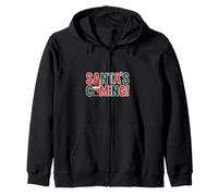 Santa's Coming To Town Cute Christmas Holiday Zip Hoodie