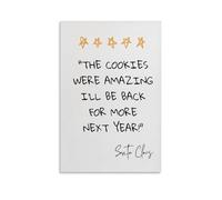 Santas Cookie Review Funny Christmas Wall Art Paintings Canvas Prints Poster Artwork for Living Room Bedroom Bathroom Office Home Decor 20x30inch(50x75cm)