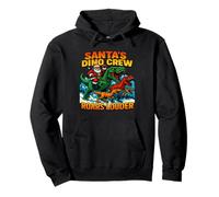 Santa's Dino Crew Roars Louder Funny Xmas Pullover Hoodie