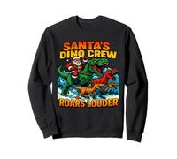 Santa's Dino Crew Roars Louder Funny Xmas Sweatshirt