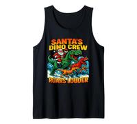 Santa's Dino Crew Roars Louder Funny Xmas Tank Top