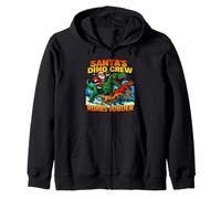 Santa's Dino Crew Roars Louder Funny Xmas Zip Hoodie
