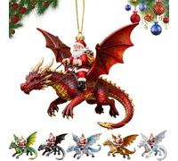 Santa's Dragon Riders Ornament Collection,Fantasy Themed Dragon Christmas Tree Ornament,Dragons Hanging Acrylic Goth Christmas Ornaments (Type-A)